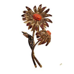 Vintage 1960’s ART Signed Big Rudbeckia Flower Brooch